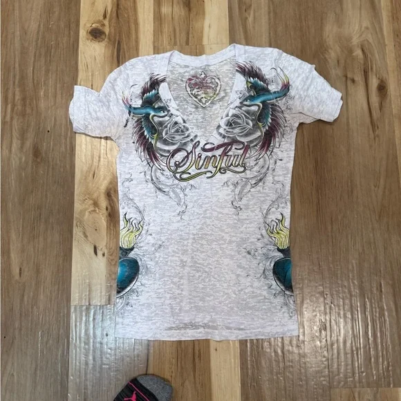 Sinful Graphic Tee - Gray - Picture 1 of 5